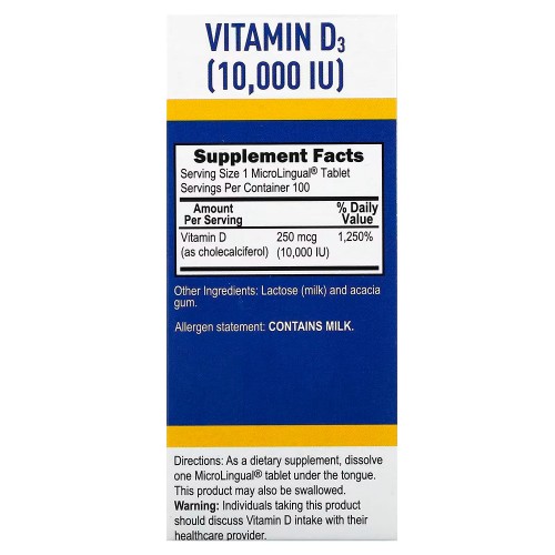 Superior Source, витамин D3, 250 мкг (10 000 МЕ), 100 быстрорастворимых таблеток MicroLingual